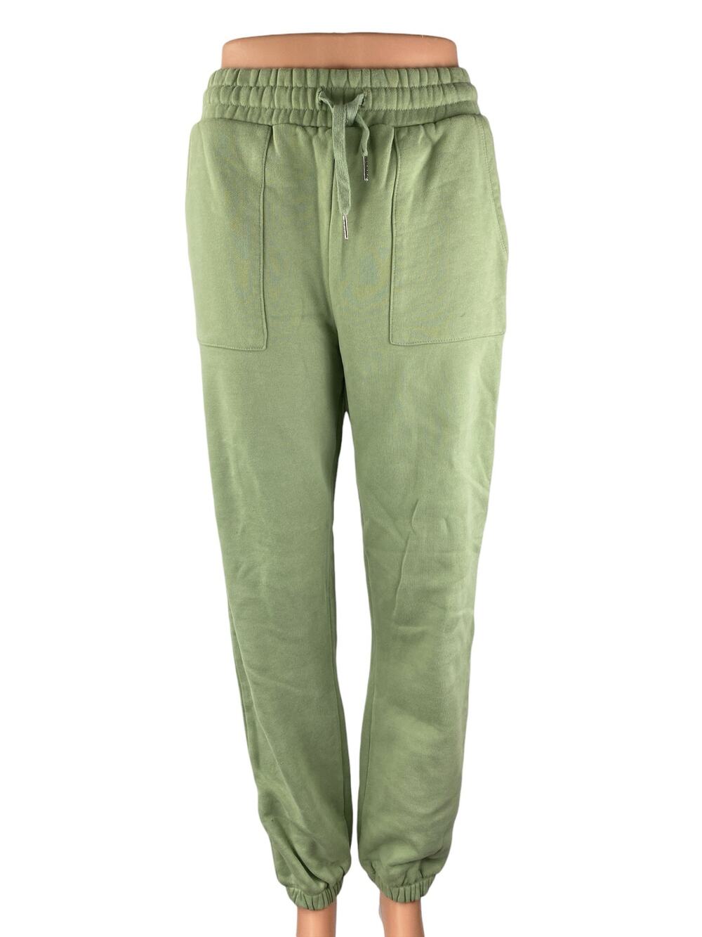 Dam Sel Women's Green Drawstring High Rise Athletic Jogger Sweat Pants Size S